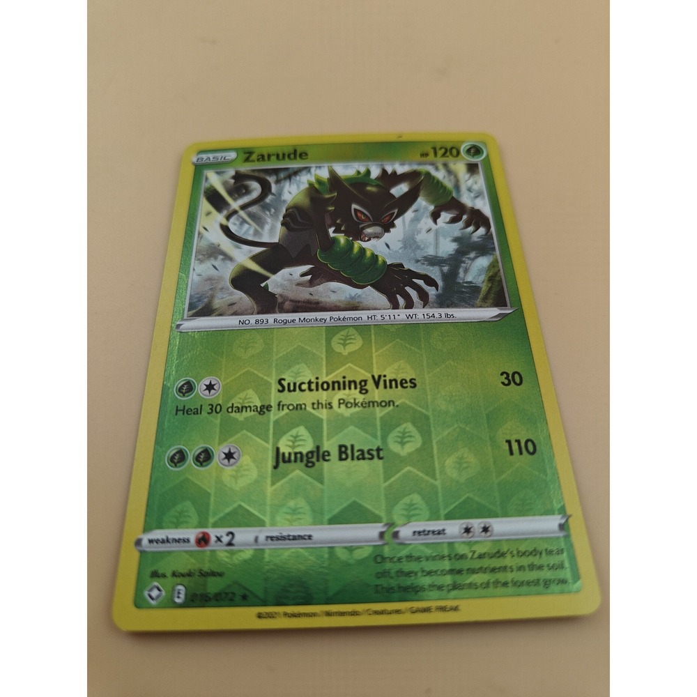 Pokemon Zarude 016/072 Reverse Holo Shining Fates Rare NM TCG Card